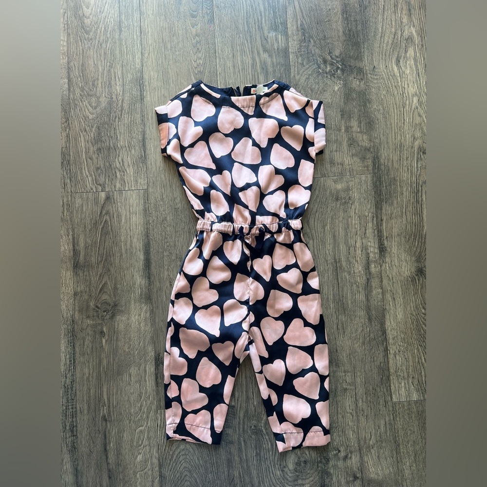Crewcuts Blue and Pink Heart Jumper - Size 2